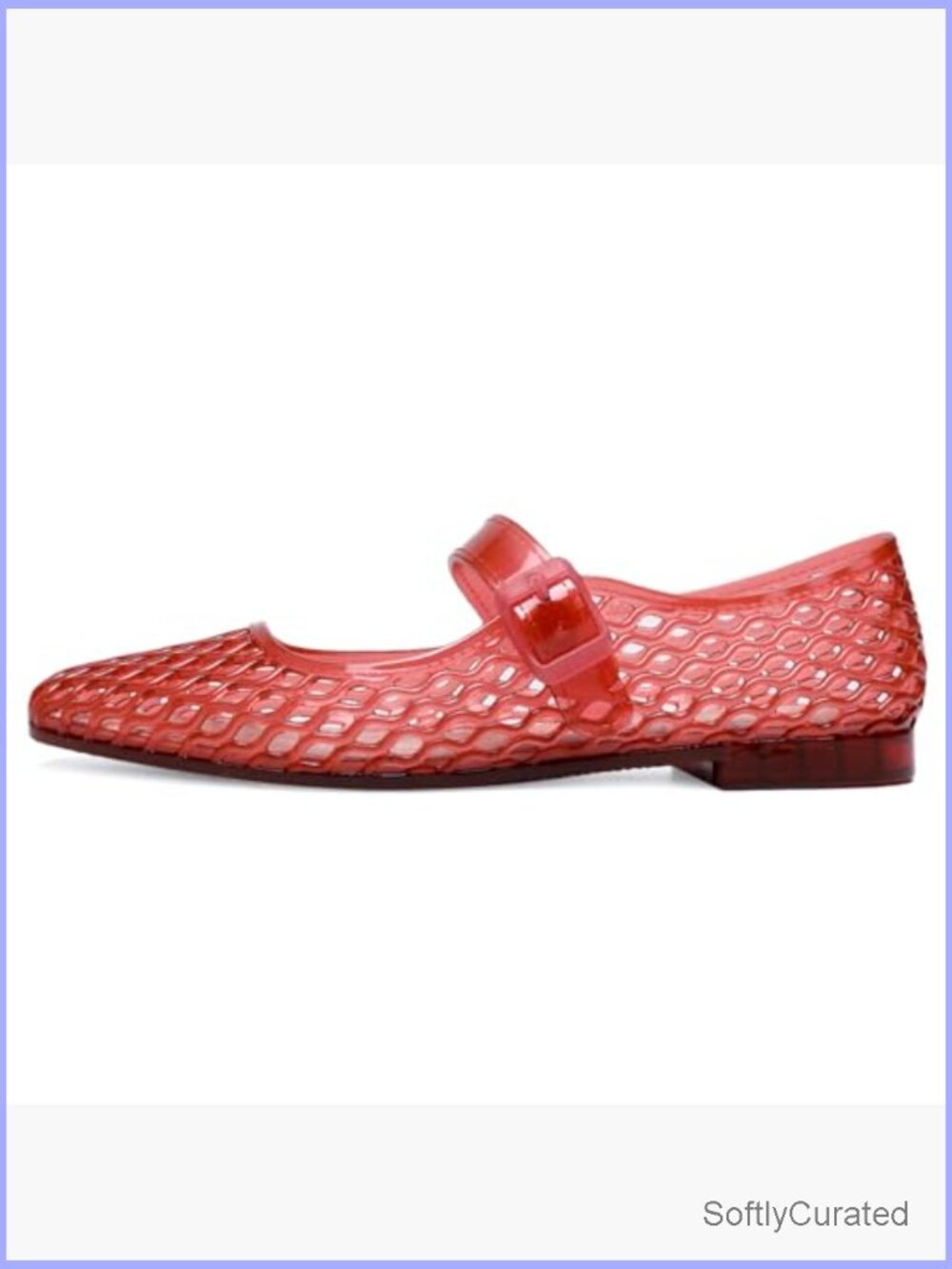Square Toe Mesh Ballet Flats Women Clear Jellies Buckle Strap Beach Flats - Picture 4 of 7